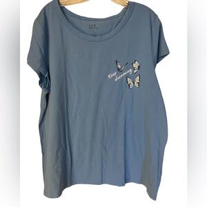 Croft & Barrow Women’s Intimates Sleepwear Top Butterfly Blue Size XL New